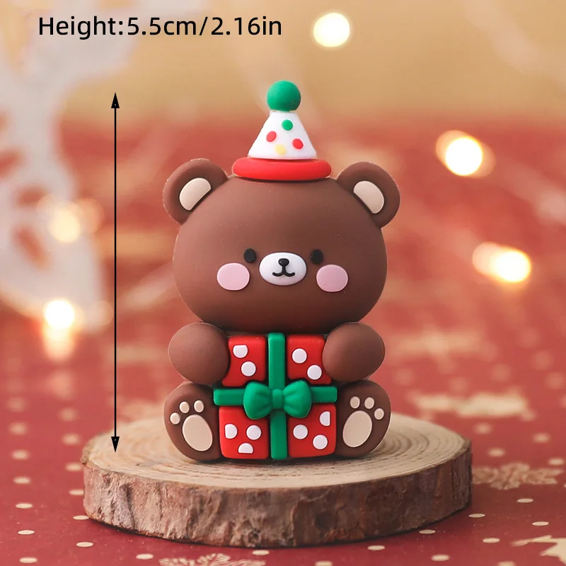 Weihnachtsbär-Kuchenaufsatz, roter Pullover, grünes Hemd mit Regenbogenbogen, Geschenkbox für Urlaub, Party, Kuchendekorationen, Puppenornament – Detail 17