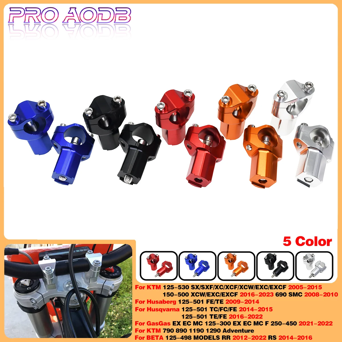 CNC Handlebar Riser Clamp For KTM 125 150 200 250 300 350 450 500 530 SX SXF XC XCF XCW EXC EXCF Husqvarna TC FC FE TE 125-501cc