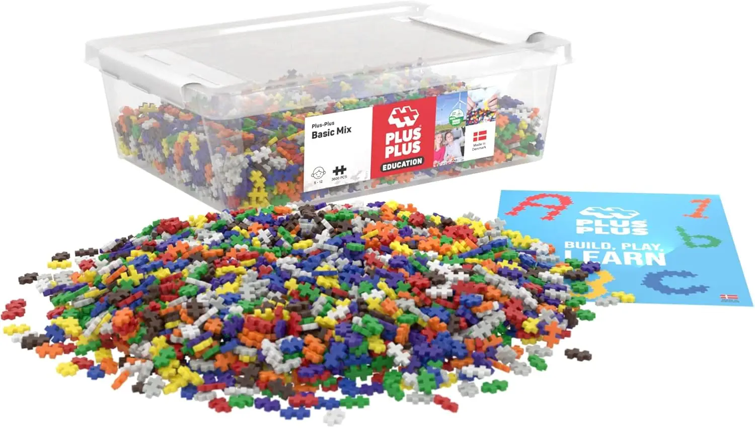 

Open Play Set - 3,600 Piece in Storage Tub - Basic Color Mix - Construction Building Stem Toy, Interlocking Mini Puzzle Blocks f