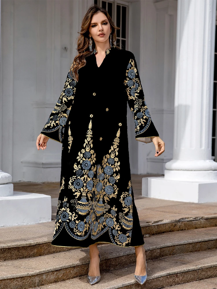 

Eid Muslim Party Dress for Women Jalabiya Abaya Ramadan Long Dresses Abayas Woman Embroidery Kimono Robe Caftan Vestidos 2024