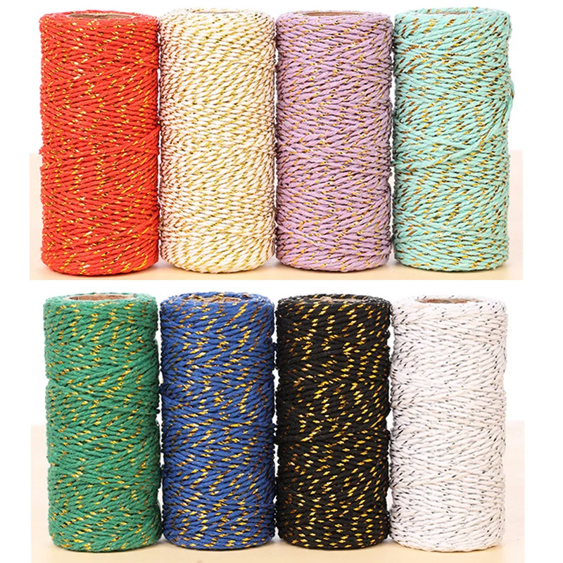 50m X 1.5mm Gift Wrap Cords String Ribbon Gold White Twine Rope Wedding Birthday Christmas Party Supplies Package Wrapping Cord