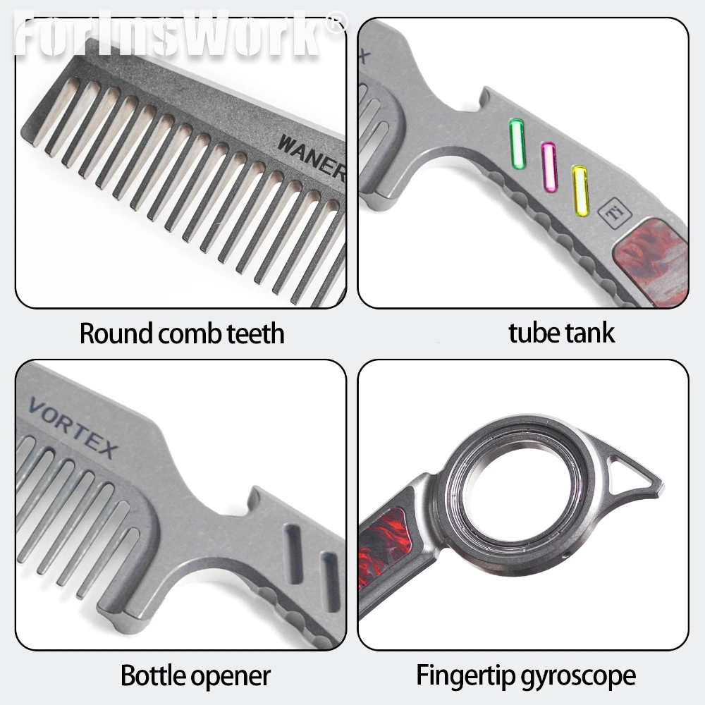 多機能 EDC ツール TC21 チタン スピナー コーム ボトルオープナー フィジェットトイ ストレス解消ガジェット