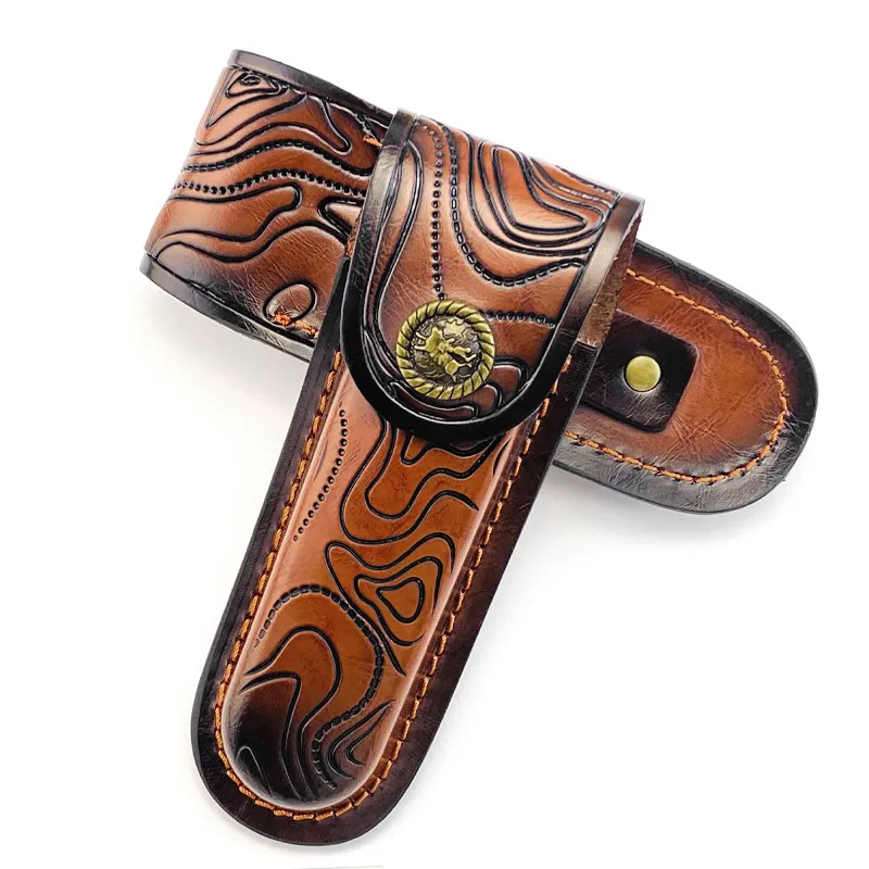 Universal First‑Layer Cowhide Leather Sheath, Folding Knife Leather Cover, Custom Sheath for Swiss Army Knife