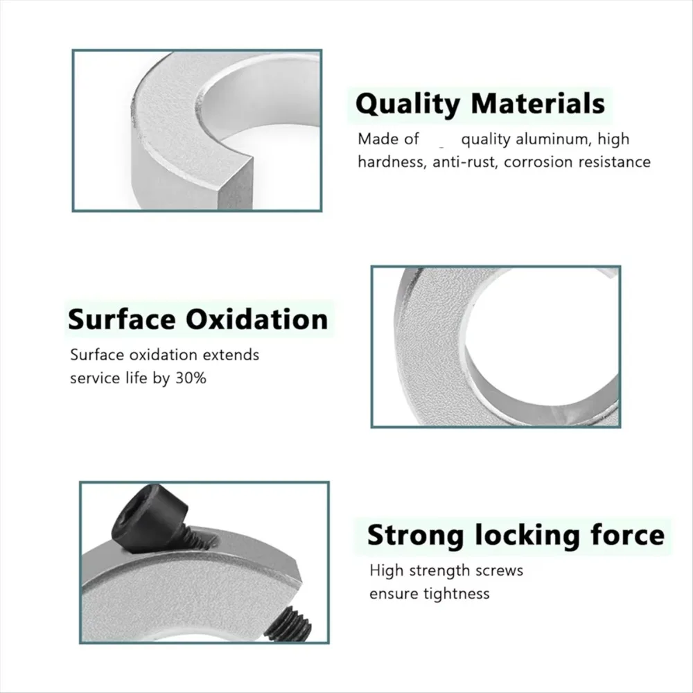 8Pcs SBR20 Linear Rail Stop Collars Aluminum Alloy Shaft Limit Fixing Rings with Wrench, Linear Rail Shaft Stop Collars