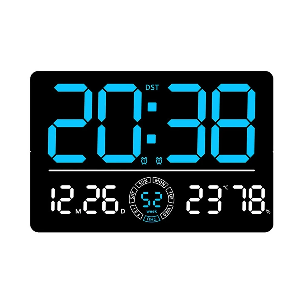

Innovative LED Wall Clock Features Large Screen for Easy Viewing of Time Date Temperature Includes Remote Control