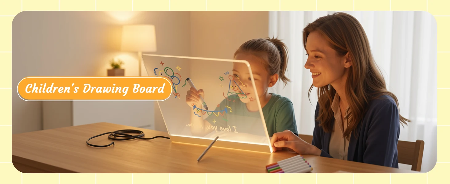 LED-Zeichenbrett mit 7 Farben & 3 Lichtmodi, Löschbare Notiztafel Inklusive Ständer, 7 Marker, Perfekt für Feiertage und Geburtstage – Detail 6