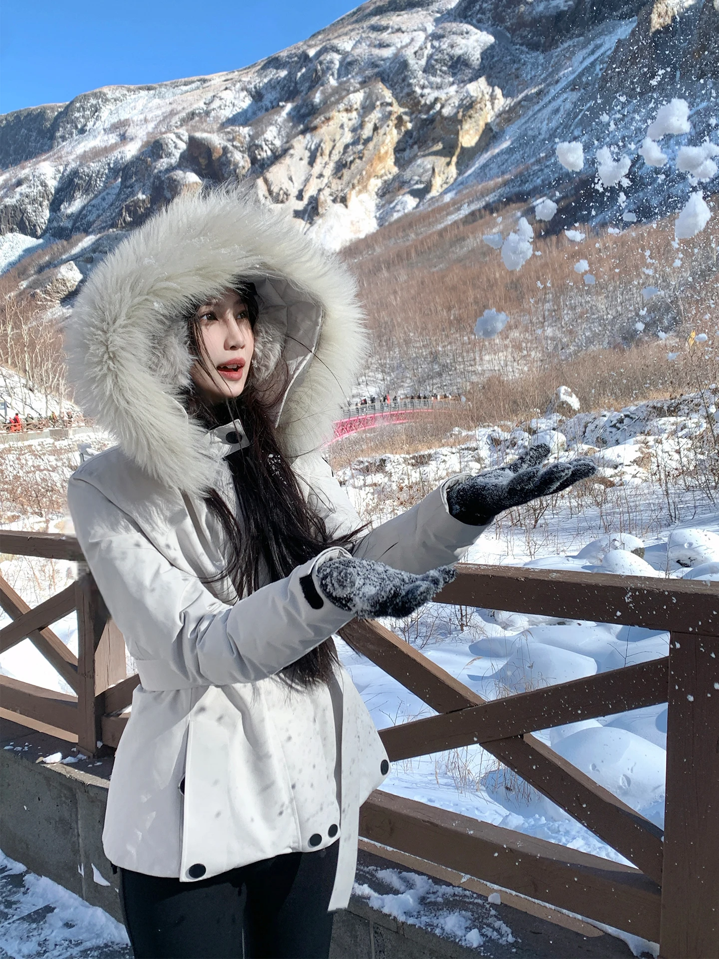 

Thiened Collar down Jaet Women's Winter Skiing Coat Casual Sle 90% White Du down Filling Warm And Comfortable