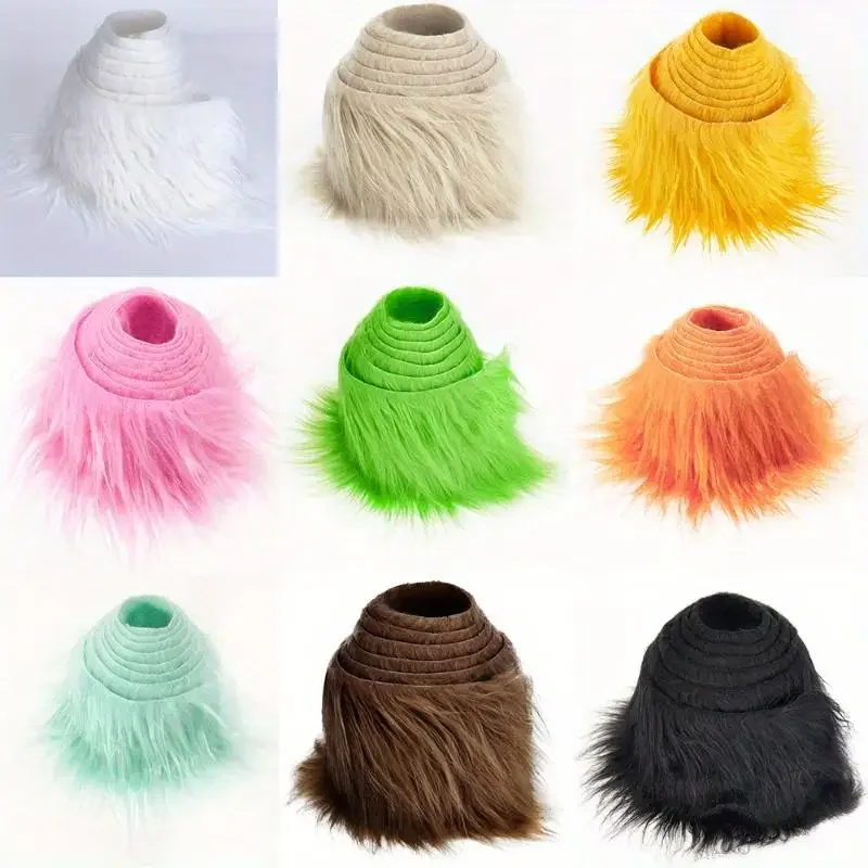 1Pc Faux Fur Trim For Shoes & Hats, Shaggy Ribbon For DIY Craft Costume Decoration, Fabric Supplies