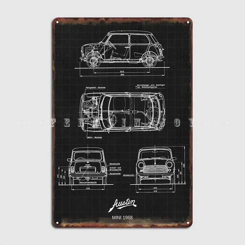 Austin Mini 1968 Metal Sign Wall Pub Designing Club Bar Plates Tin Sign Posters