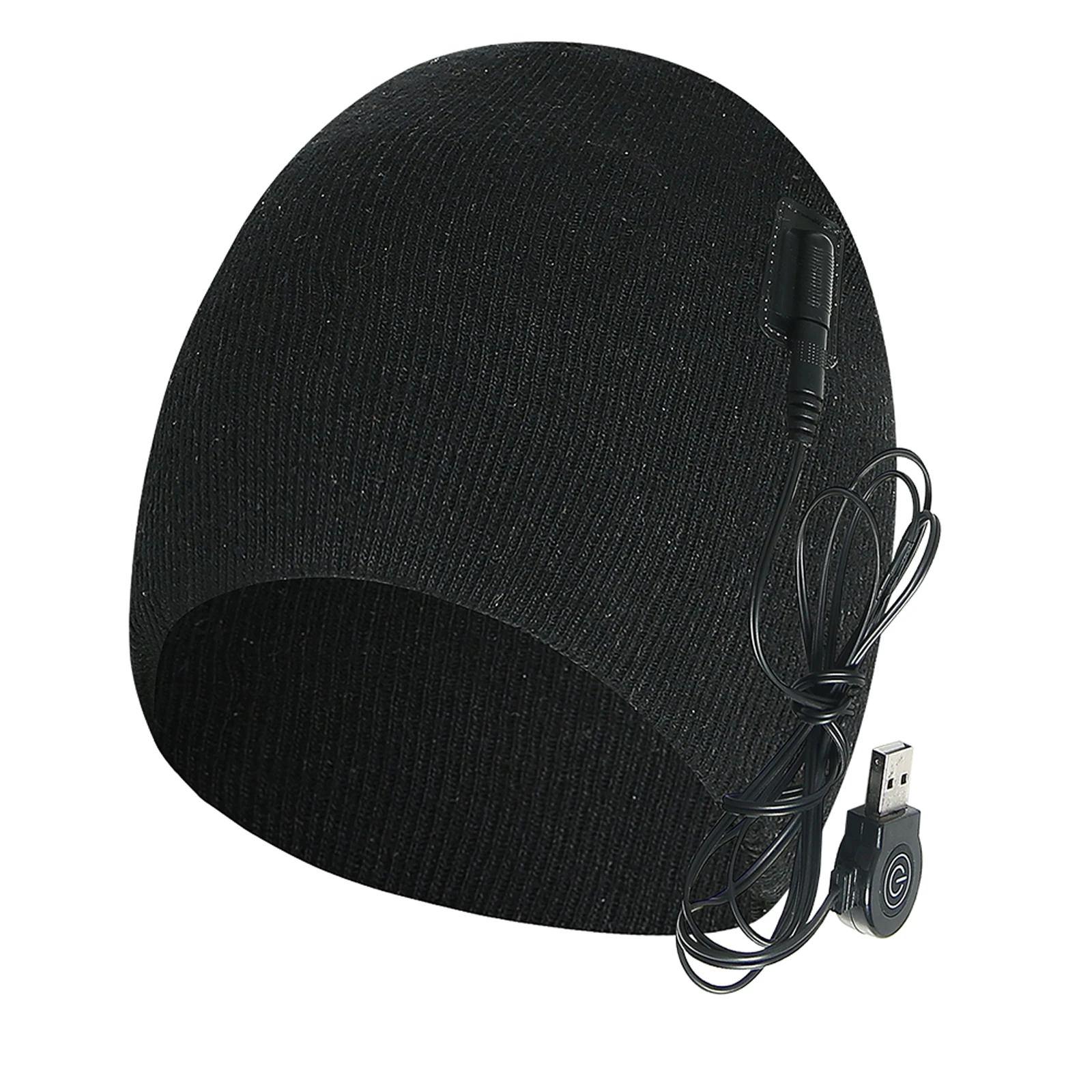 Autumn And Winter Knitted USB Charging Hot Hat Outdoor Sports Ski Cap Anti Electric Heating Beanie Hat, Color: Black, Wine Red,