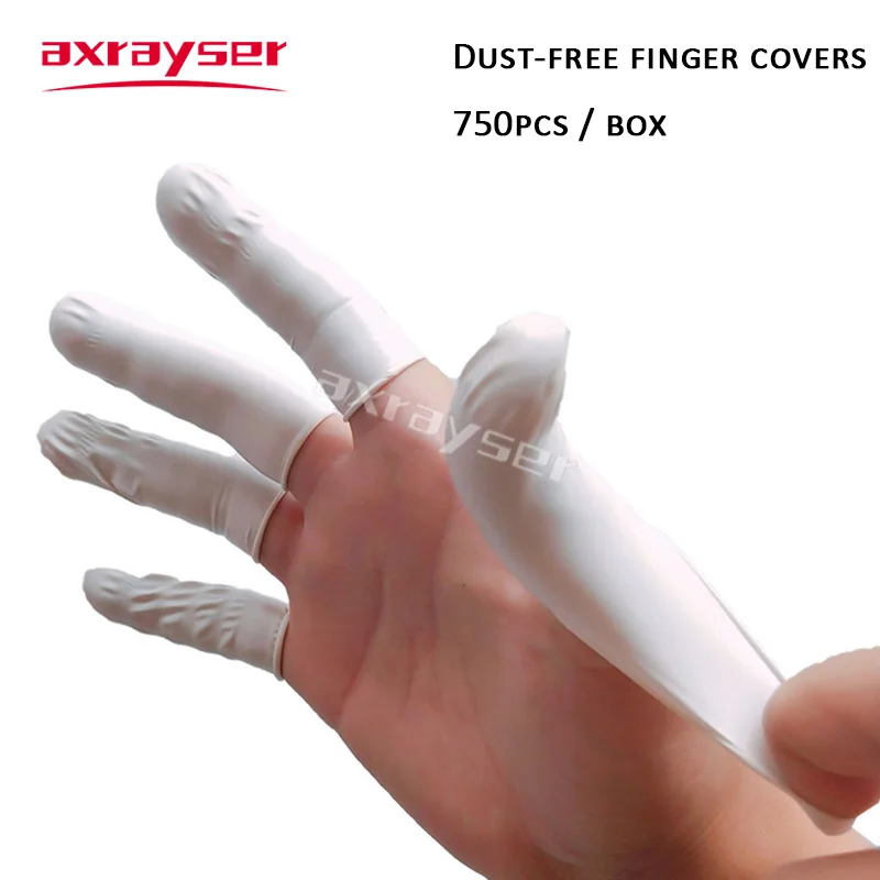 Dust-free disposable natural latex finger covers industry white 750pcs anti-static ultra-thin for fiber lazer parts cleaning