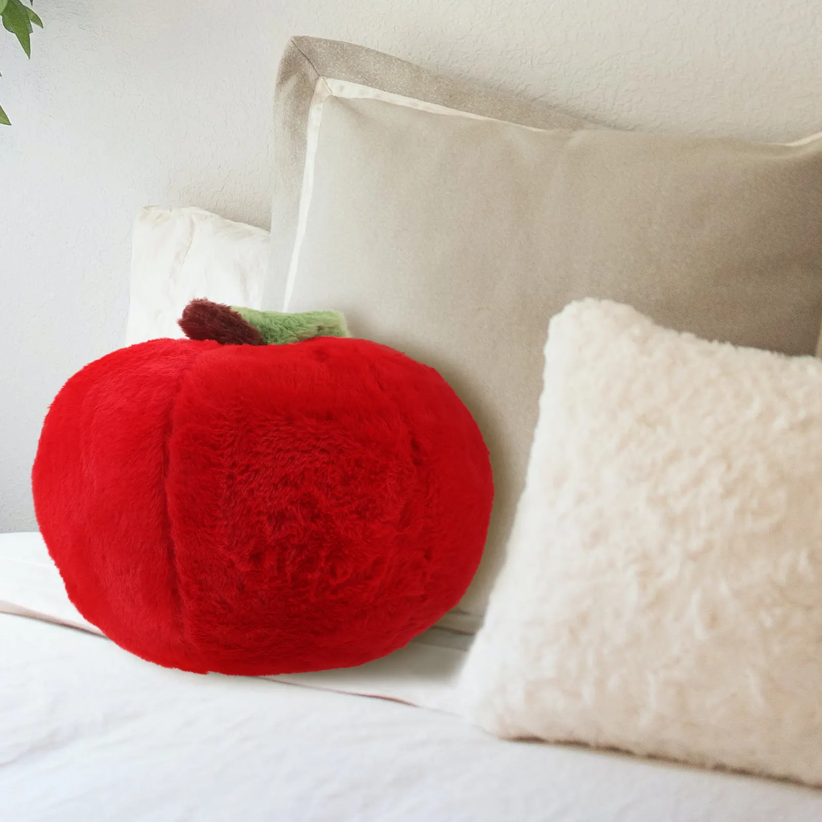 

Красная декоративная подушка в форме фрукта, мягкая и удобная, для дивана, кровати, автомобиля, офиса, реалистичная искусственная подушка-фрукт