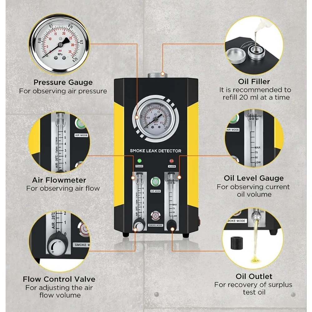 NEW-QPKING Auto Rookmachine, Evap Rooklekdetector, Brandstoflekkage Diagnostische Tester, Voor 12V Voertuigboot Met Flowmeter