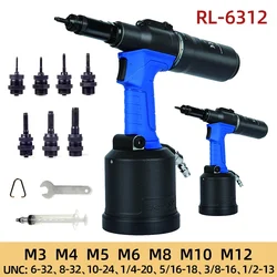 Lightweight Pneumatic Riveter Automatic Rivet Nut Gun M3 to M12 Hydraulic Industrial Quick Riveting Tool Upgraded RL-6312