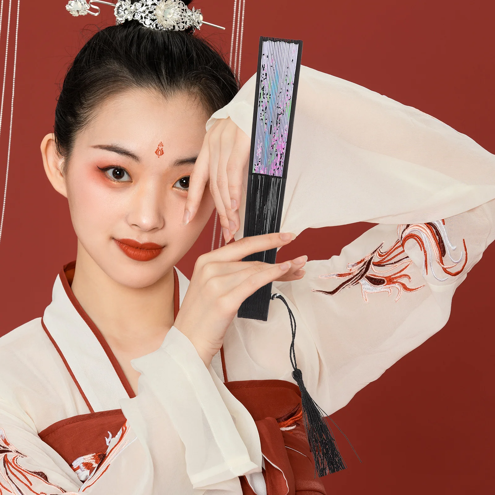 

Bamboo Folding Fan Durable Practical Handheld Elegant Design for Summer Outdoor Weddings Dance Performances Hand Fan Foldable