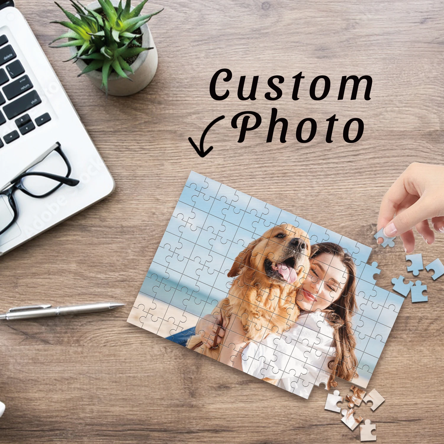35/150/300/500/1000pcs dog with pet Personalised Decompression Puzzles Jigsaw puzzle Mosaic Custom DIY Personalised Photo