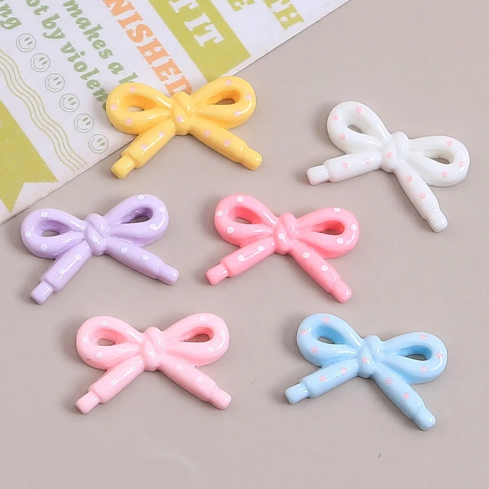 20pcs Colorful Bowknot Resin Flatback Cabochon For Phone Decoration DIY Jewelry Making Accessories Scrapbooking Crafts