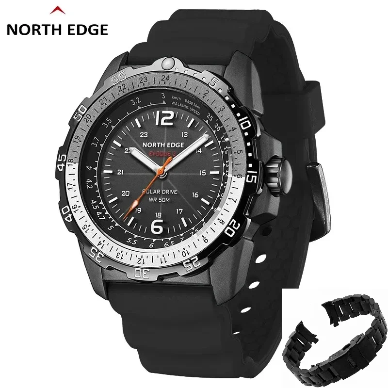 NORTH EDGE Men's Watches North Edge EVOQUE2  Solar Charging Watch Optical Drive Luminous Long Life Watch 2026