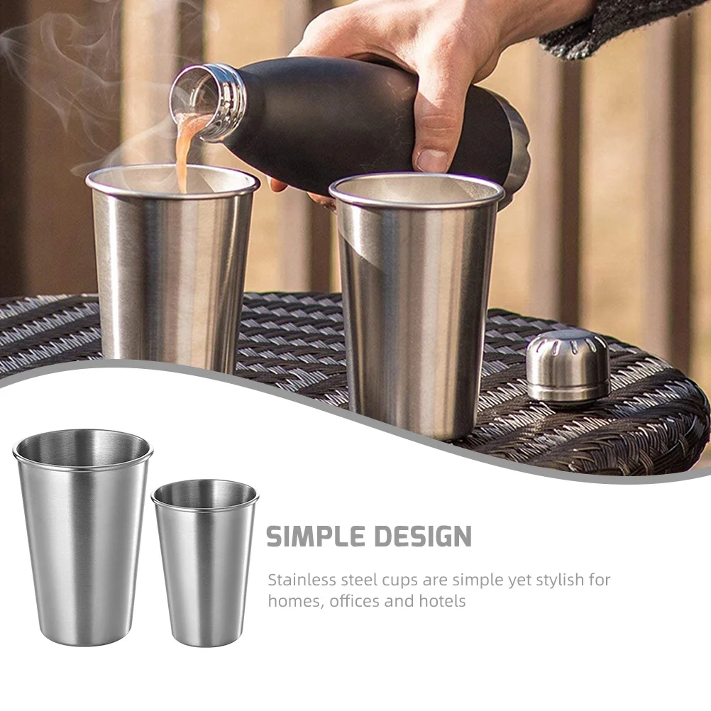 

2Pcs Stainless Steel Water Mugs Beer Cups Portable Party Cups for Home Picnic Camping and Office Use Stainless Steel Cup