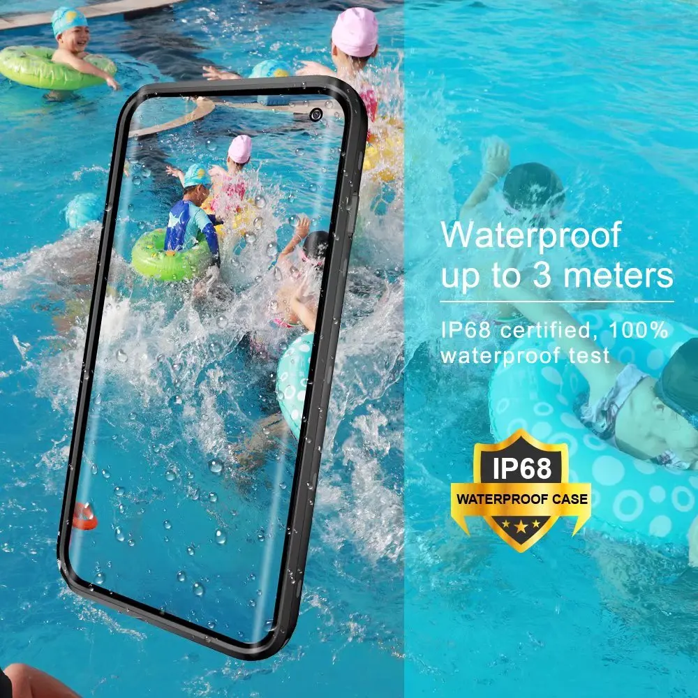 ShellBox IP68 Waterproof Case For Samsung S9 S10 S10E Note 8 Note 9 Shockproof Heavy Duty Case with Built in Screen Protector