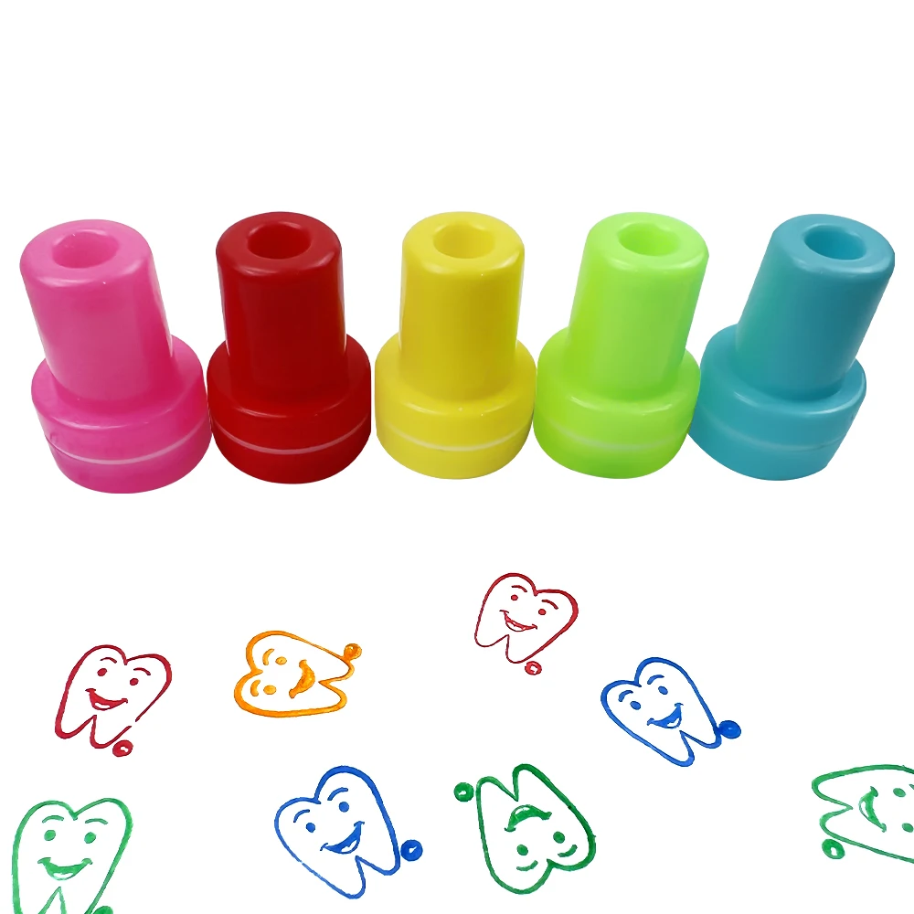 Cute Dental Tooth Shape Stamps for Kids Cartoon Teeth Brushing Demo Clinic Reward Dentistry Gifts Souvenirs Decor Stamper