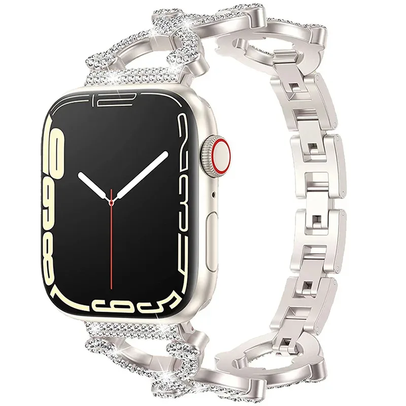 

Bling Diamond Strap for Apple Watch Ultra 49mm 45mm 41mm 40mm 44mm 38mm Women Metal Band for iWatch Series SE 8 7 6 5 4 Bracelet