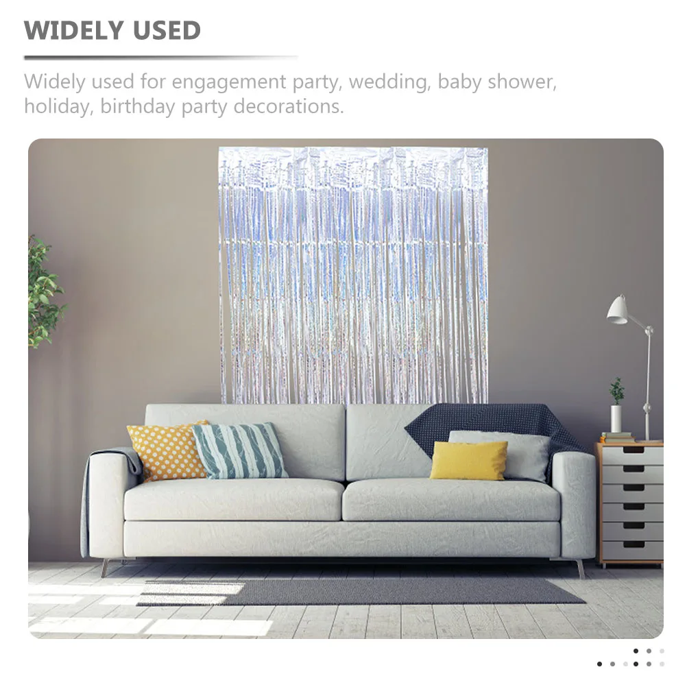 

2pcs Fringe Curtain Backdrop Party Decoration Tinsel Streamer Curtain For Birthday Wedding Festival Baby Shower Foil Door Wall