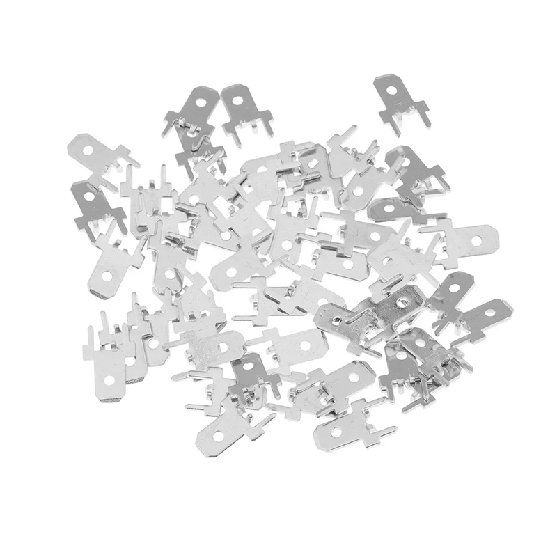 50 Pz 6.3 MM 4.8 MM Inserti Spina Terminale Maschio 250 PCB Capocorda di Saldatura Spessore 0.8 Due Gambe PCB Saldatura Copriletto FAI DA TE Saldatura Reapir parte