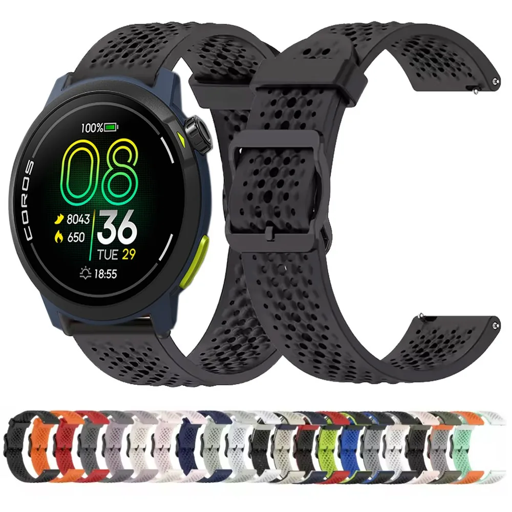 20mm 22mm Sports Silicone Strap for COROS APEX 4 42mm/APEX 2/2 Pro Comfortable Wristband for COROS PACE Pro/3/2 Accessories Belt