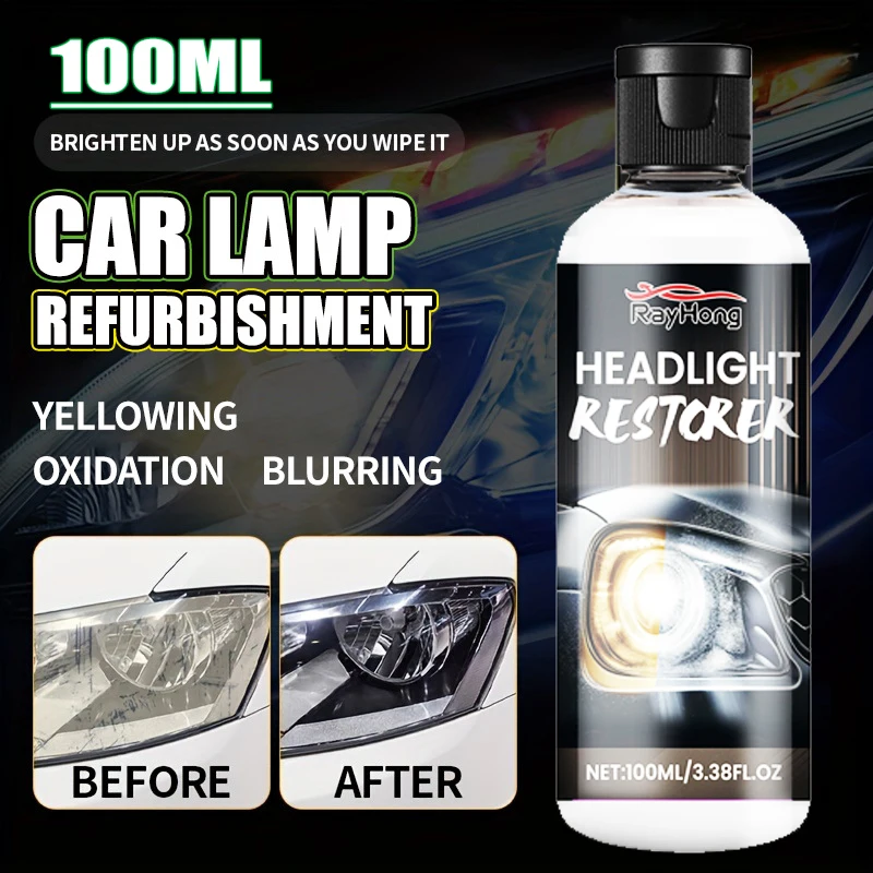 Car Headlight Cleaning Refurbishment Repair Fluid Car Lampshade Yellowing Scratches, cracks repair Polishing Agent 100ml