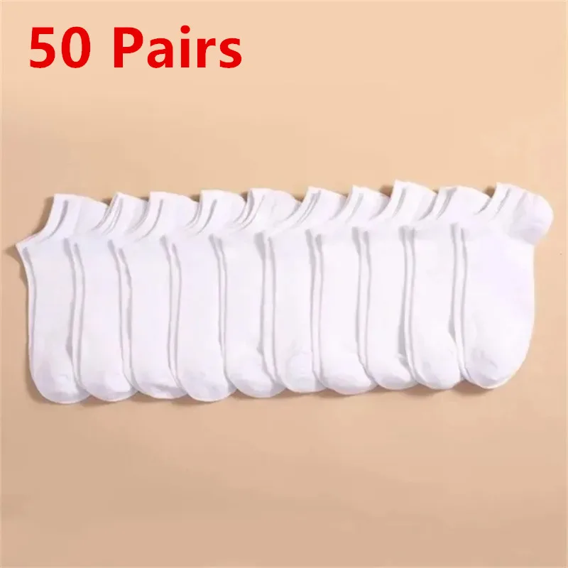 Wholesale 50/100 Pairs Solid Color Breathable ﻿Socks For Women Men Boat Socks Invisible Low Cut Non-slip No-show Ankle Socks