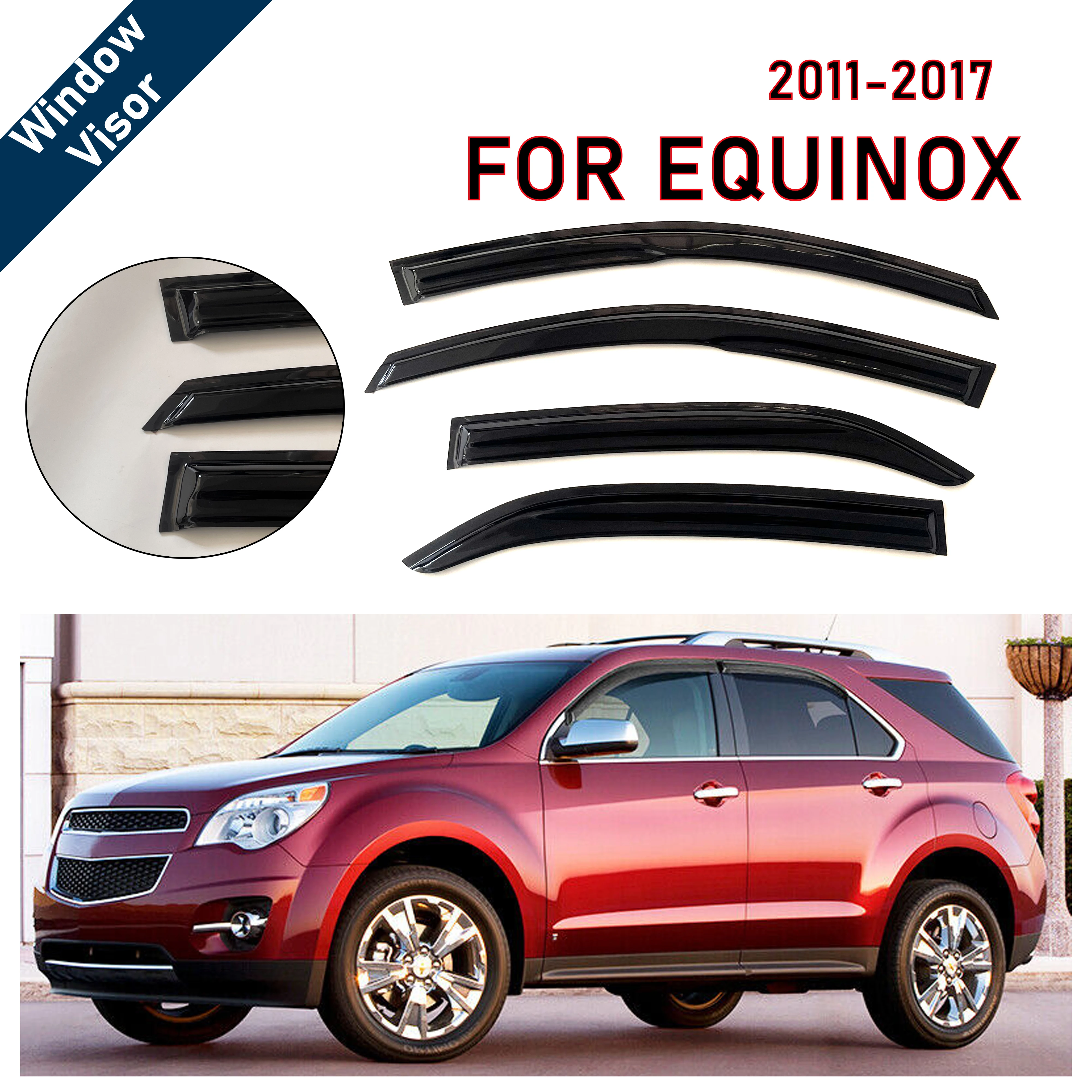 

4 pcs of the latest model car window sunshade for Equinox 2011-2017, window visor rain guards window visors window rain guards
