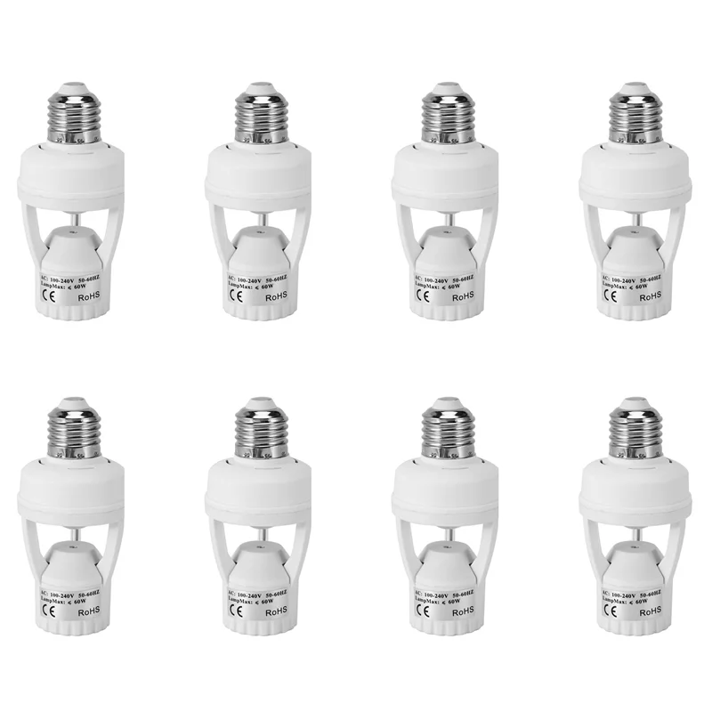 

ABAH-8X AC110-220V 360 Degrees Pir Induction Motion Sensor IR Infrared Human E27 Plug Socket Switch Base LED Bulb Lamp Holder