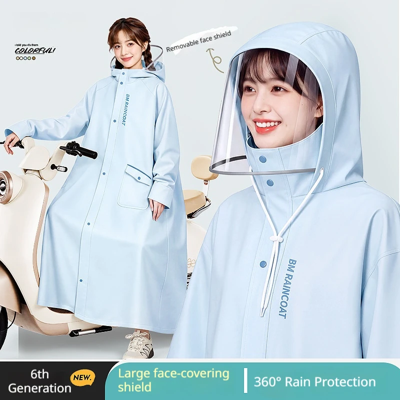 Electric Vehicle High-Definition Large Mask Full Body Thickened Rainproof Riding Poncho for Stormy Weather Protection