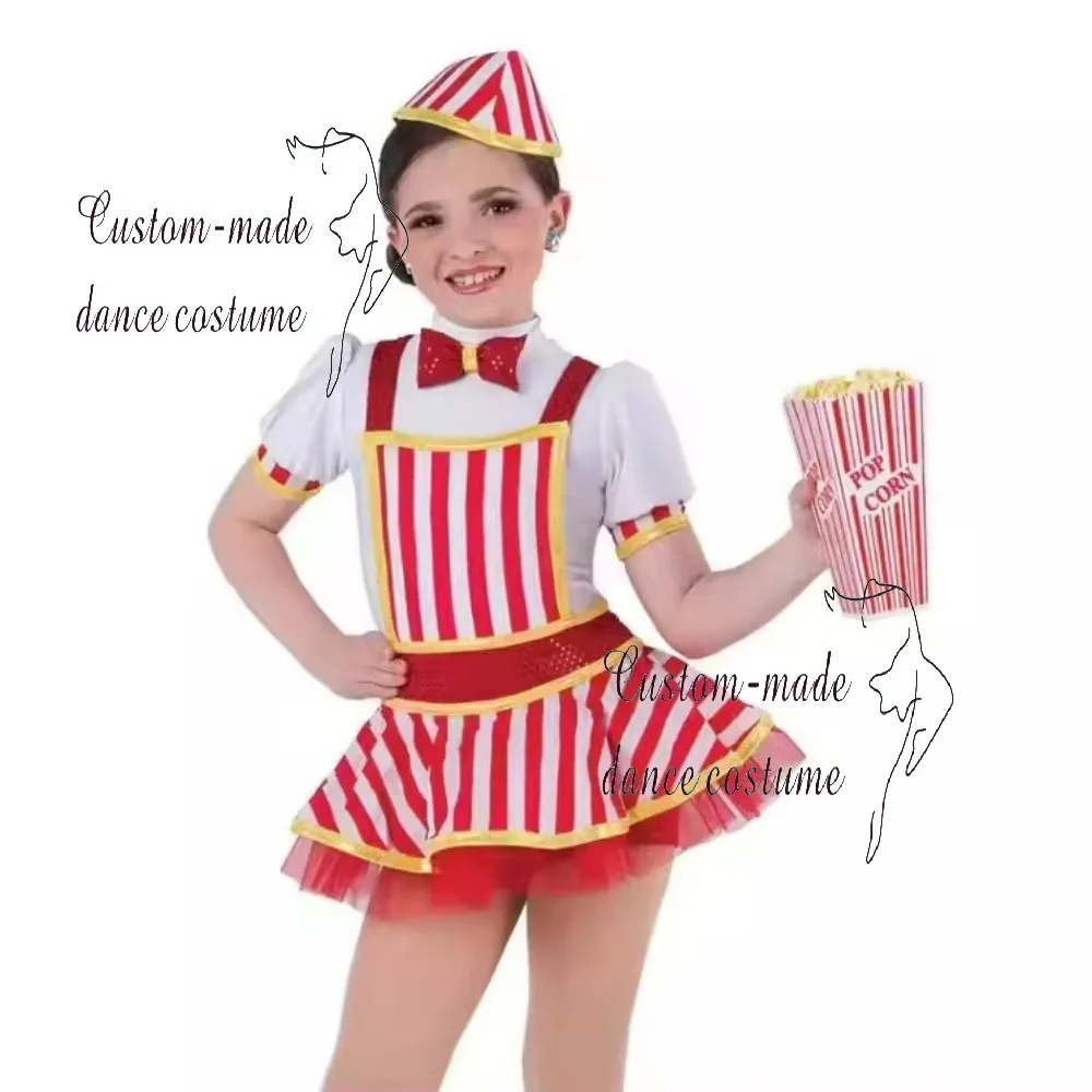 Nouvelle robe de danse rayée, Costume de danse de princesse pour enfants, adapté aux spectacles et aux spectacles de danse en groupe