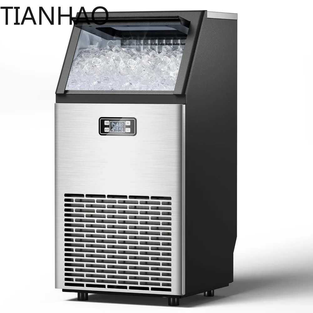 Commercial Ice Maker Machine, 100 lbs/24H Under Counter Ice Machine with 2 Way Water Inlet, 33lbs Ice Storage, Stainless Steel