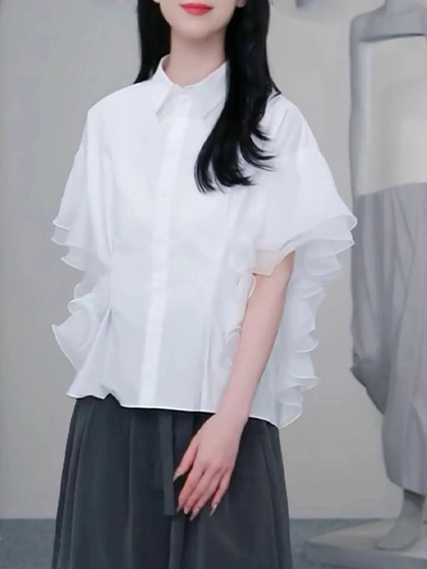 

Gentle Wind Anti-Aging Chiffon Shirt Casual Summer 2025 Women's Short Sleeve Top Slimming High Fashion New Style Korean Version