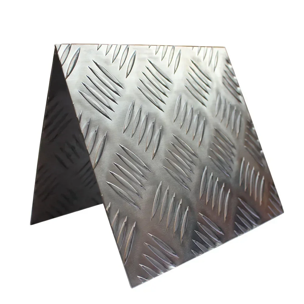 1mm 1.5mm 2mm 3mm Embossed Aluminum Diamond Plates Tread Decorative Stucco Deck Floor Checkered Alloy 5Bars Ribs Non-Slip Boat