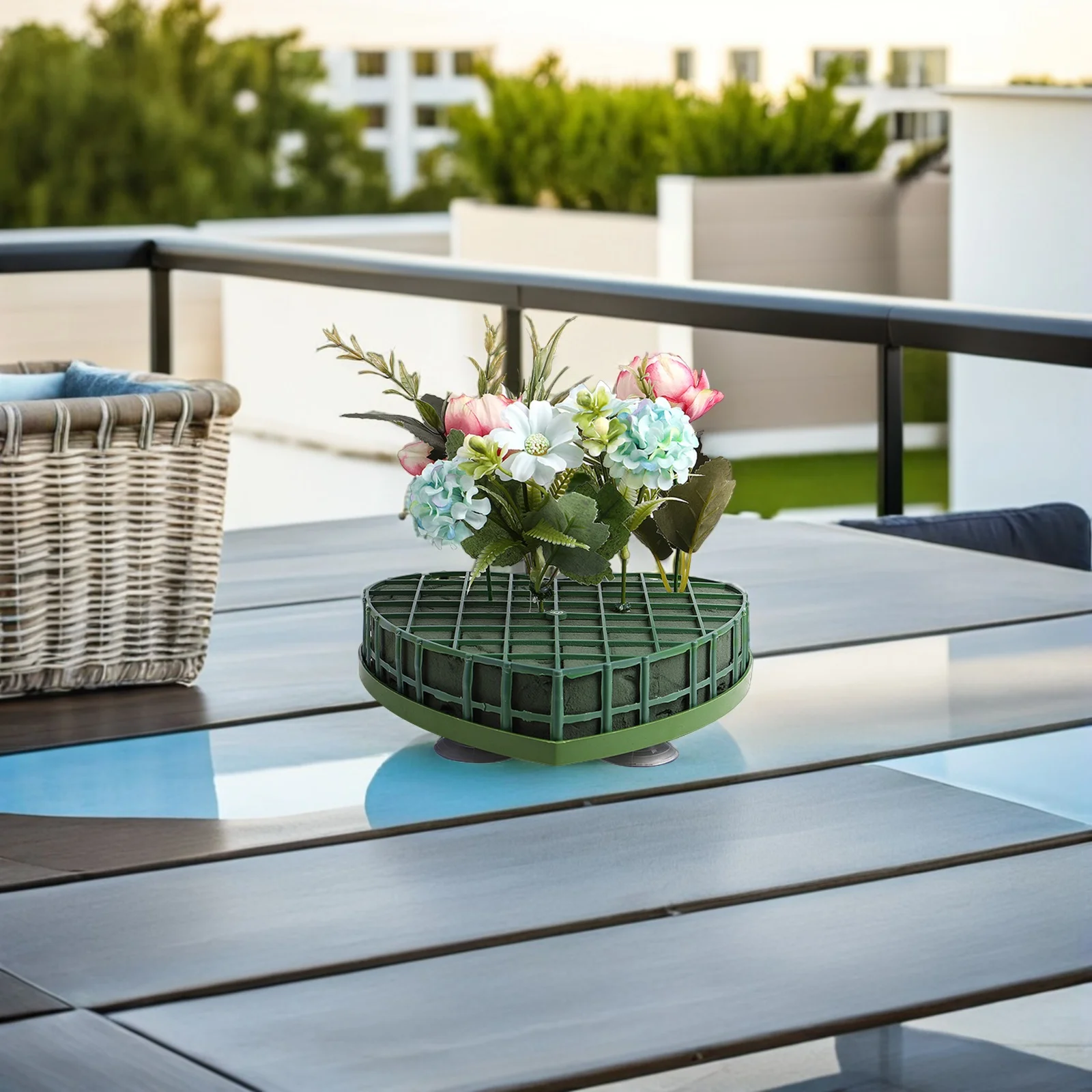 

4pcs Heart Flower Mud Premium Floral Blocks For Wedding Birthday Decor Green Florist Sponge Diy Flower Bricks Wet Arrangement