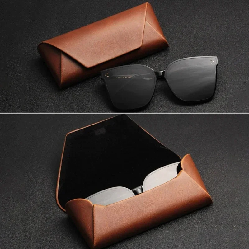 Luxury Myopia Leather Glasses Case Leather Sunglasses Case for Women Eyeglasses Case Sun Glasses Pouch Solid Eyewear Accessories