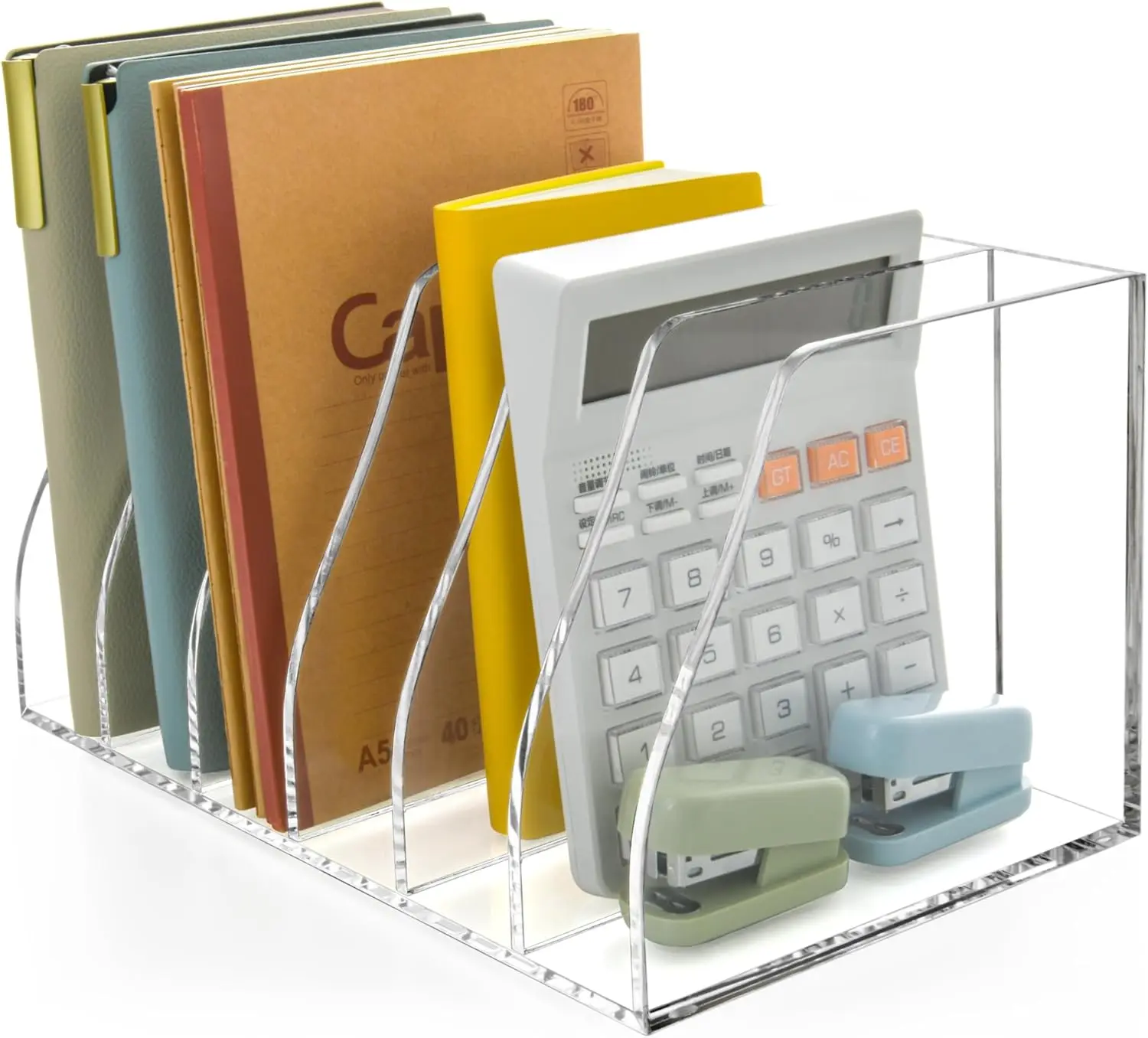 

Clear Acrylic Magazine File Holder, 6 Compartments Desk Document Sorter Organizer for Office and Home Use