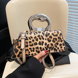 Luxurious Leopard Print Small Flap Bags For Women Fashion Designer Handbags Autumn Winter New Female Shoulder Crossbody Bag