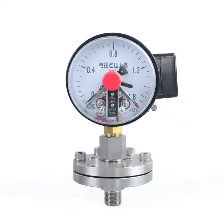 YTP-100 1.6MPa magnetic-assisted electric contact diaphragm pressure gauge Anti-blocking diaphragm   pressure gauge