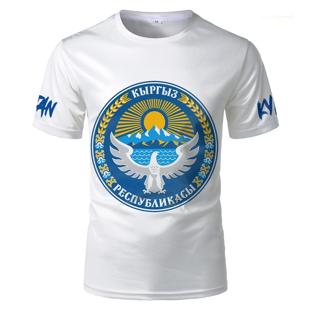 Vintage Kyrgyzstan Flag T Shirt Streetwear Patriotic Short Sleeve Personality Tee Shirt Coat Of Arms 3d Printed T-shirt