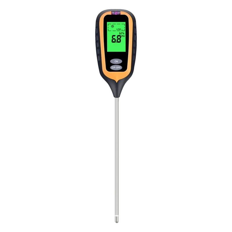 HLZS-6In1 Soil PH Meter Fertility Soil Moisture Sunlight Ambient Humidity Temp Tester Monitor Detector Garden Soli Analyzer