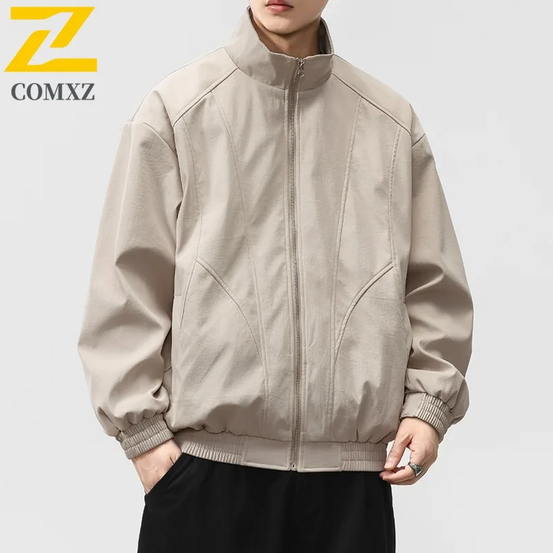 

COMXZ 2025 M 8XL плюс размер куртка мужская Харрингтон тяжелая потертая куртка Cleanfit отложной воротник рабочая одежда модное пальто