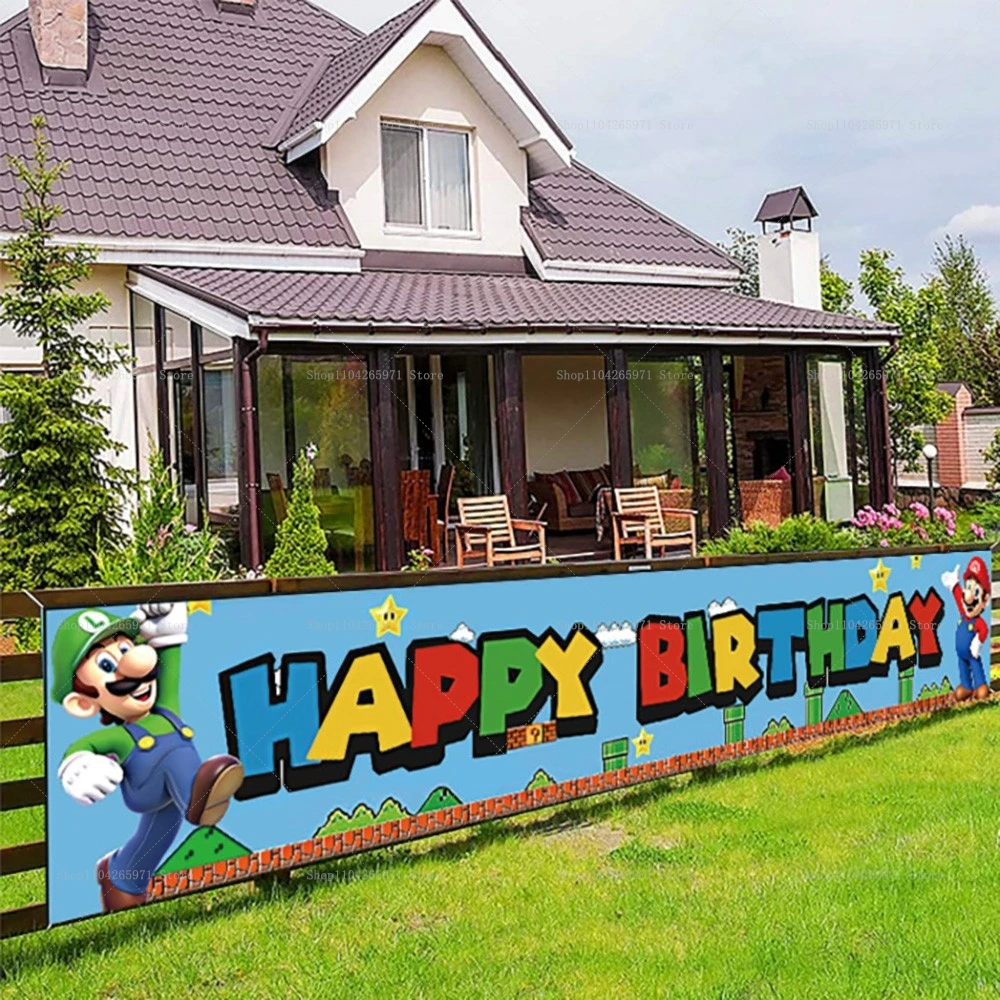 Pancarta Decorativa de Super Mario Party, 1 Pieza, Linda Letrero de Dibujos Animados para Jardín, Decoración de Pared para Fiestas de Cumpleaños Infantiles
