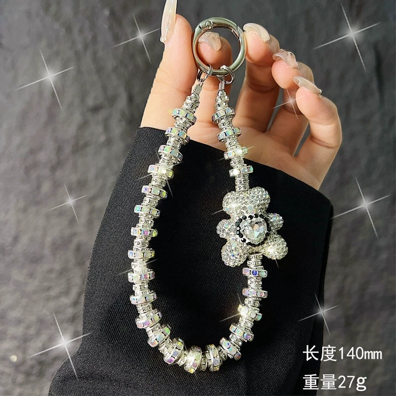Rhinestone Bow Wrist Strap Phone Pendant Keychain, Glitter Gift