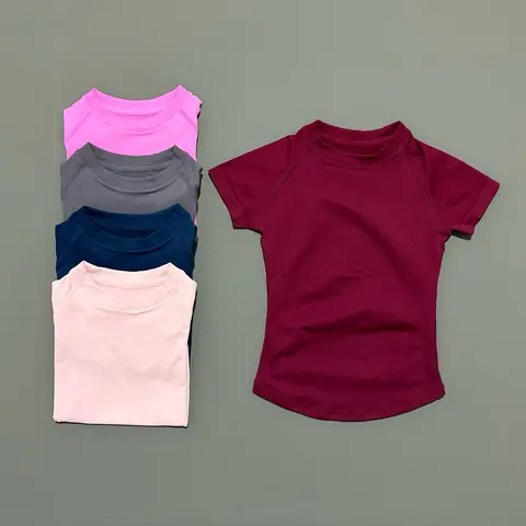 Sport Short Sleeve Top Women Running Sports T Shirt Summer Short Sleeve Round Neck Breathable Stretchy Gym Yoga Fitness Top