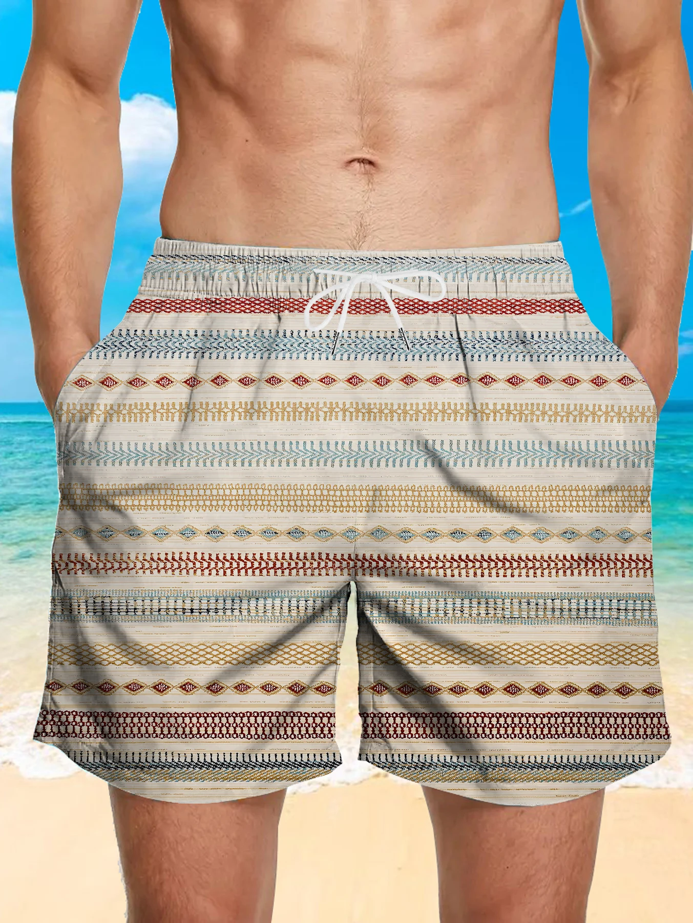 

Seaside Vacation Men Beach Shorts Full Digital Print High Elastic Quick Dry Trunks